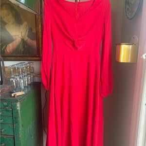 Elegant Red Long Sleeve Dress